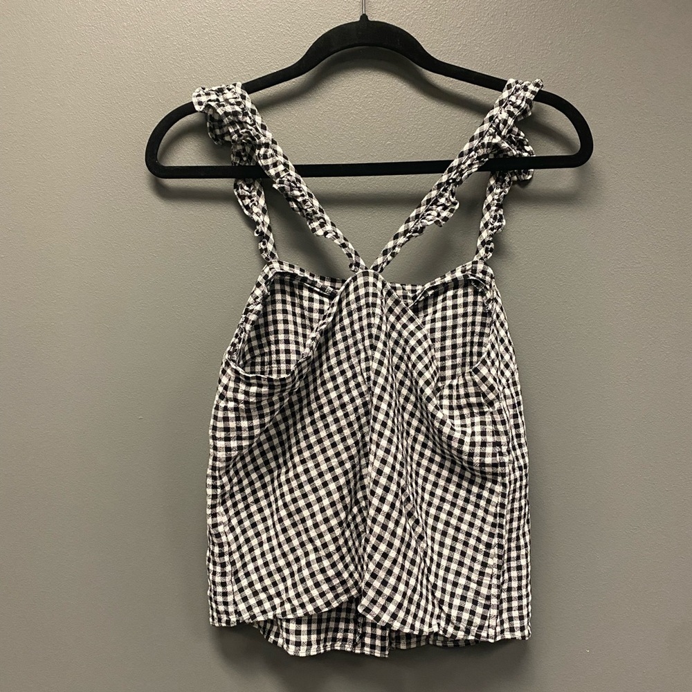 Madewell Ruffle-Strap Cami Top in Gingham Check Size 6 - Picture 5 of 7